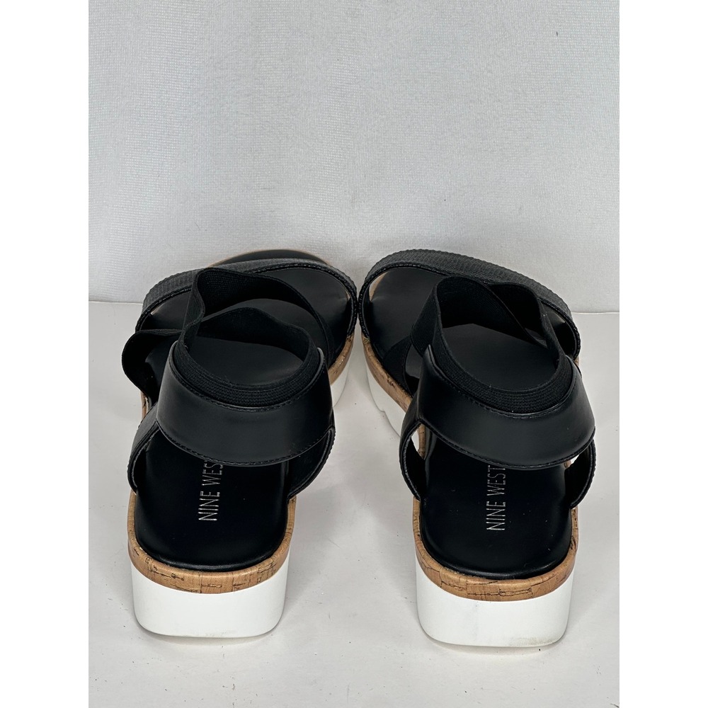 Nine West Womens Black Elastic Cross Strap Platform Sandals Boho Chic Size 8M - Picture 2 of 12